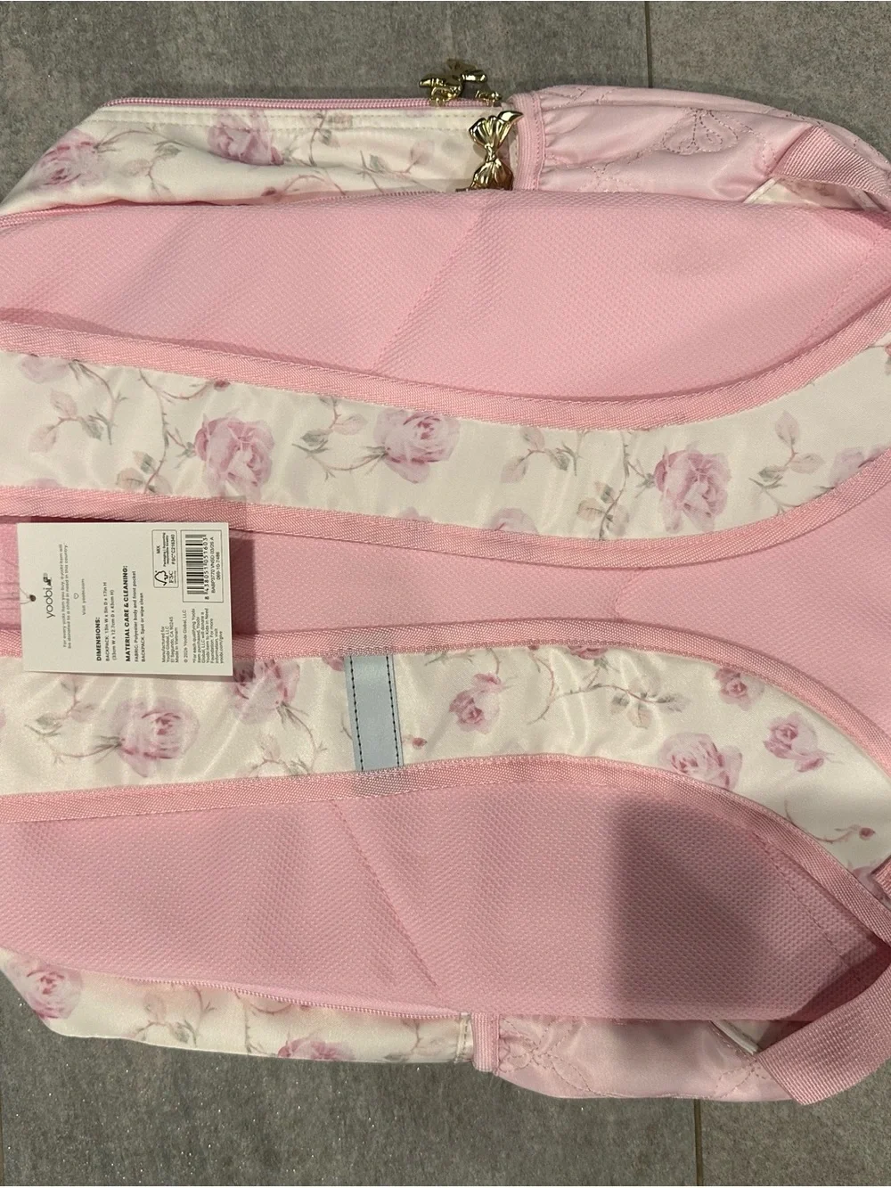 LoveShackFancy Pink Floral Quilted Kids Backpack